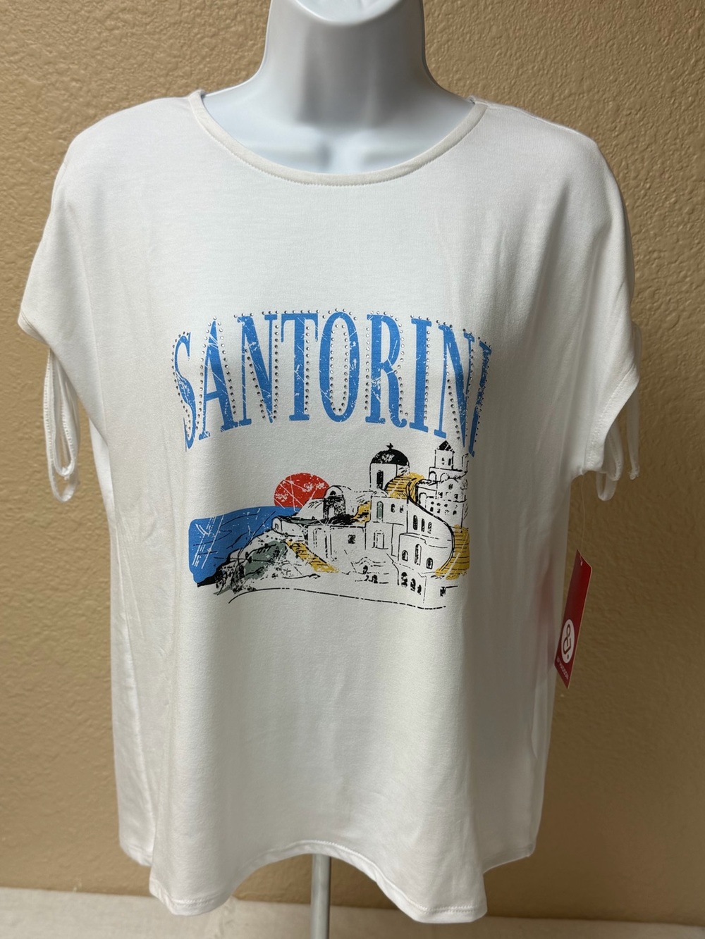 4/$20 89th & Madison White Santorini Graphic Short Sleeve Tee